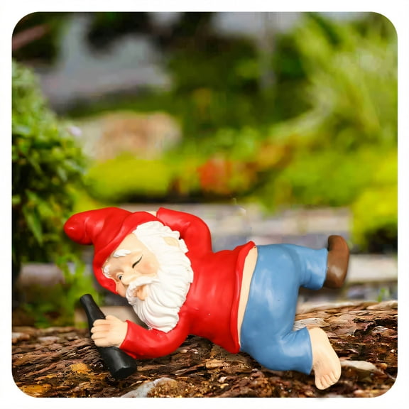 ICERUN Garden Gnomes,Resin Lying Flat Gnome Garden Decorations,Robe Crease Texture Dwarf Lawn Ornaments,Style1