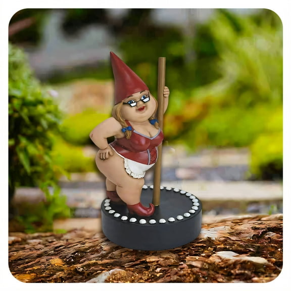 ICERUN Garden Gnomes,Resin Pole Dancer Fairy Garden Accessories,Rounded Silhouette Statues Garden Statues for Outside,Style1