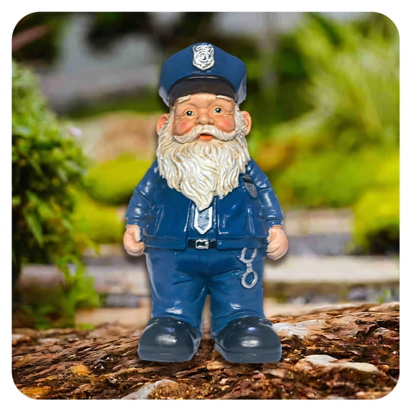 ICERUN Garden Gnomes,Resin Police Gnome Elf Garden Statues,Lively Scene Gnomes Decorations for Yard,Style6