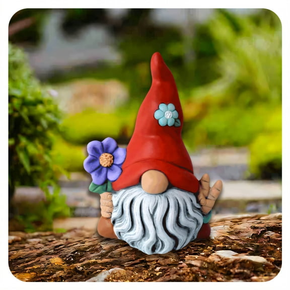 ICERUN Garden Gnomes,Resin Red Faceless Gnome Garden Statues,Compact Biker Figure Gnomes Decorations for Yard,Style1