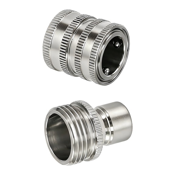 ICERUN Garden Hose Quick Connect,3/4"Quick Connect Hose Fittings,Stainless Steel Hose Bib Hose Connector,Silver