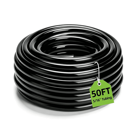 ICERUN Garden Irrigation System 50Ft 5/16" 6Mm Id X 8Mm Od Flexible Pe Hose, Drip Hose for Easy Garden Irrigation Setup, Expanding Irrigation System in Lawn and Greenhouse