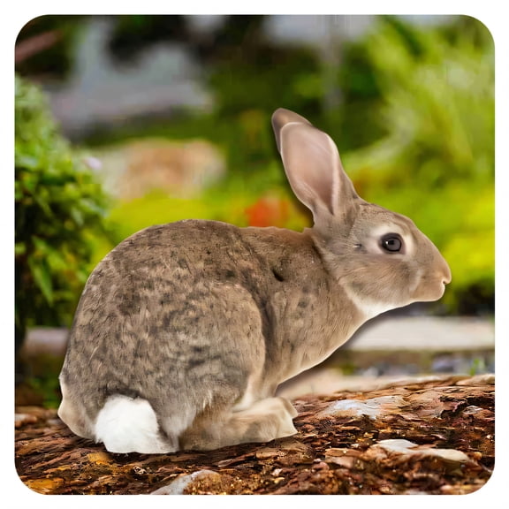ZHZFKQ Garden Statue, 11.5" Acrylic Rabbit on Wooden Stake for Yard and Garden Decor