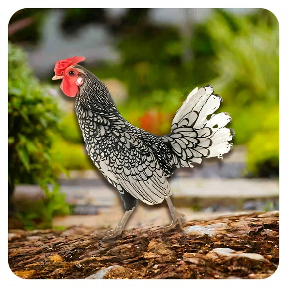 ICERUN Garden Statues,Acrylic Polish Chicken Sculpture Yard Decor,Delicate Carving Poultry Garden Statues for Outside,Style1