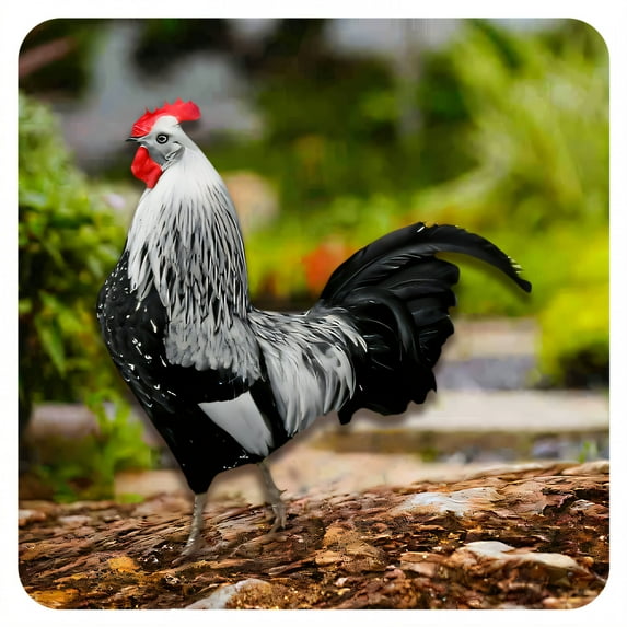 ICERUN Garden Statues,Acrylic Rooster Sculpture Yard Decor,Sun Rain Resistant Statues Outdoor Decorations for Yard,Style2