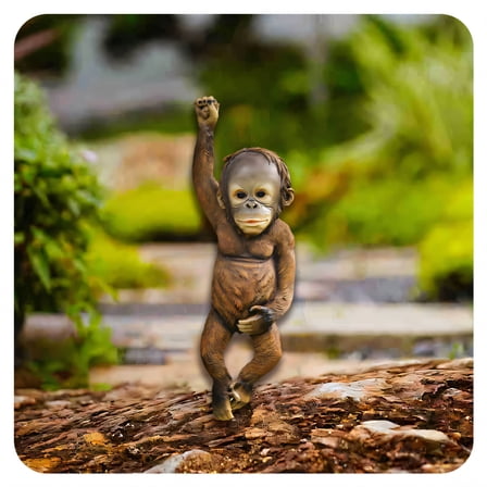 ICERUN Garden Statues,Gorilla Sculpture Resin Animals,Wild Nature Essence Garden Decor for Outside,Style1