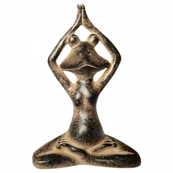 ICERUN Garden Statues,Resin Brown Meditating Frog Sculpture Yard Decor,Rockery Accent Outdoor Decorations for Yard,Style6