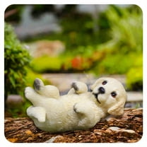 ICERUN Garden Statues,Resin Little Golden Retriever Sculpture Yard Art,Realistic Fur Texture Dog Outdoor Garden Decor