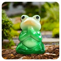 ICERUN Garden Statues,Resin Meditating Frog Sculpture Lawn Ornaments,Joined Hands Pose Frog Garden Sculptures,Style1