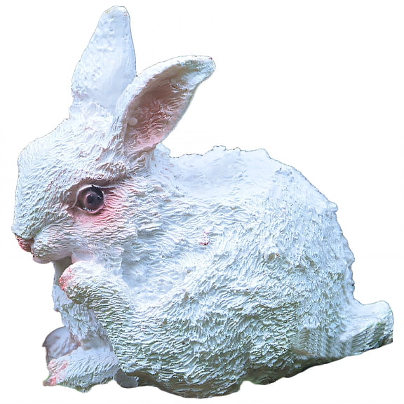 ICERUN Garden Statues,Resin Mini White Rabbit Scratching Mouth Sculpture Yard Decor,Soft Line Carving Statues Outdoor Decorations for Yard,Style2