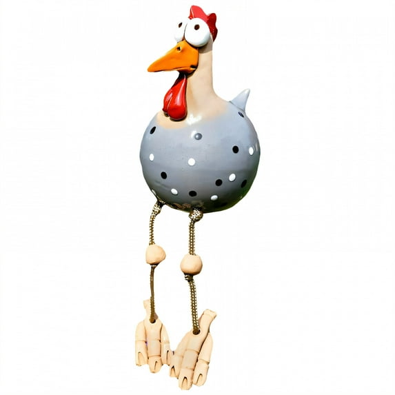 ICERUN Garden Statues,Resin Purple-Pink Chicken Sculpture Yard Decor,Fade Resistant Coat Garden Statues for Outside,Style5