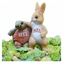 ICERUN Garden Statues,Resin Racing Turtle Rabbit Sculpture Yard Art,Flowerbed Accent Outdoor Garden Decor,Style4