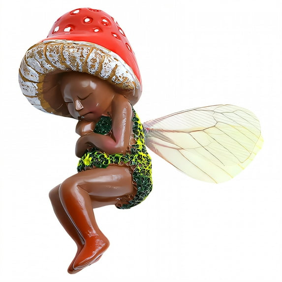 ICERUN Garden Statues,Resin Sleeping Fairy Sculpture Garden Decorations,Translucent Wings Outdoor Statues