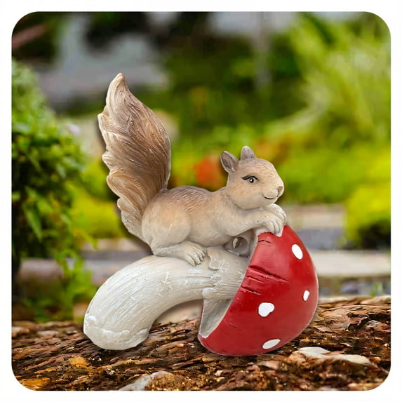 ICERUN Garden Statues,Resin Squirrel Sculpture Yard Decor,Biomimetic Texture Squirrel Outdoor Decorations for Yard