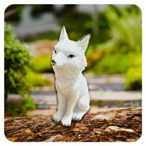 ICERUN Garden Statues,Resin White Fox Sculpture Garden Art,Garden Muse Yard Decorations Outdoor,Style1