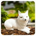 thumbnail image 1 of ICERUN Garden Statues,White Fox Sculpture Resin Animals,Woodland Ambience Garden Decor for Outside,Style3, 1 of 7