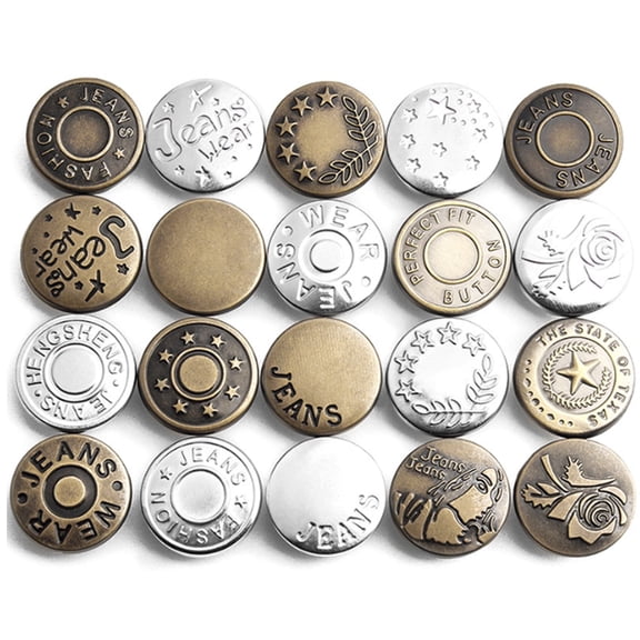 ICERUN Jean Buttons for Loose Jeans, Adjustable Metal Buttons for Crafts, Stylish Buttons for Jeans, 25-Pack