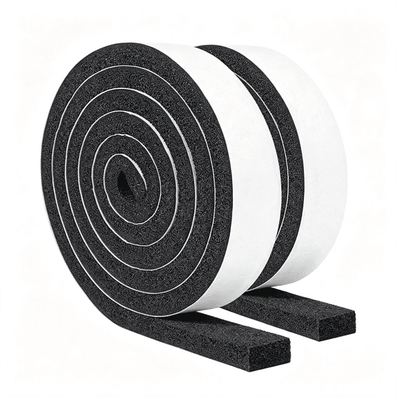 ICERUN Maximum Compression Sponge 1" X1/2",6.5 Ft Long 2Pcs | Rubber Foam Strip Adhesive for Insulation,Weatherstrip,Gap Blocker,Anti-Vibration,Anti-Collision