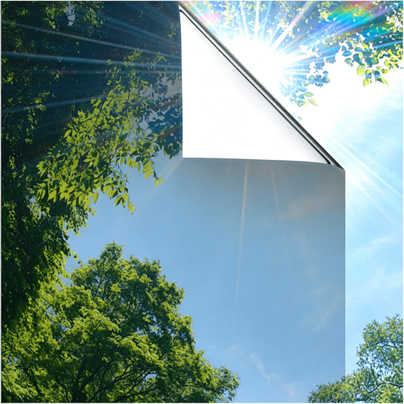 ICERUN One Way Privacy Window Film, Heat Control Window Tint for Home, Sun Blocking Reflective Window Film See Out Not In, Anti Uv Static Cling for Windows Office Door (Black, 17.5 X 6.5 Feet)