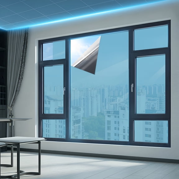 ICERUN One Way Privacy Window Film, Mirror Tint for Home Heat Control, Anti UV Static Cling Solar Paper for Sliding Doors, Garage, Daytime Privacy