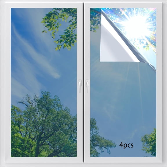 ICERUN One Way Window Tint for Home, Sliver, 35.4" X 157.4" | Daytime Privacy Window Film, Sun Blocking Anti-Uv Heat Blocking Tint, See Out Not in Reflective Mirror Covering