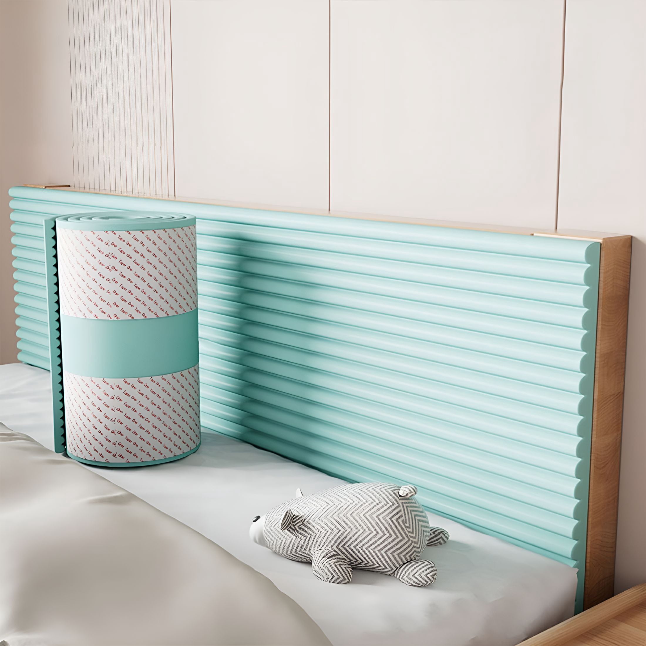 ICERUN Padded Wall Panels 78.7"X 7.9"Soft High Elasticity Collision Foam Pads Baby Proofing Edge Corner Protector for Wall Cabinet Desk Light Green