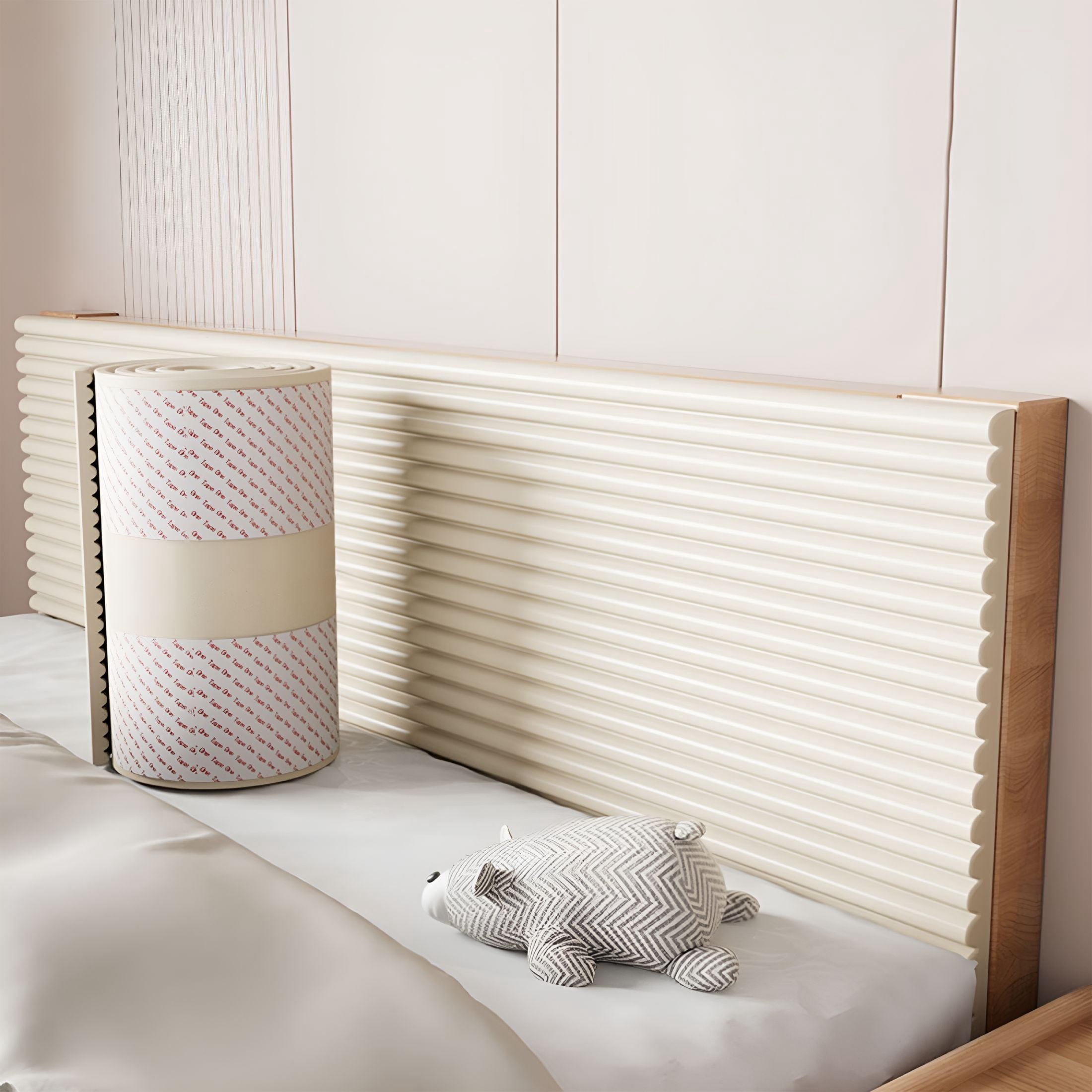 ICERUN Padded Wall Panels 78.7"X 7.9"Soft High Elasticity Collision Foam Pads Baby Proofing Edge Corner Protector for Wall Cabinet Desk White