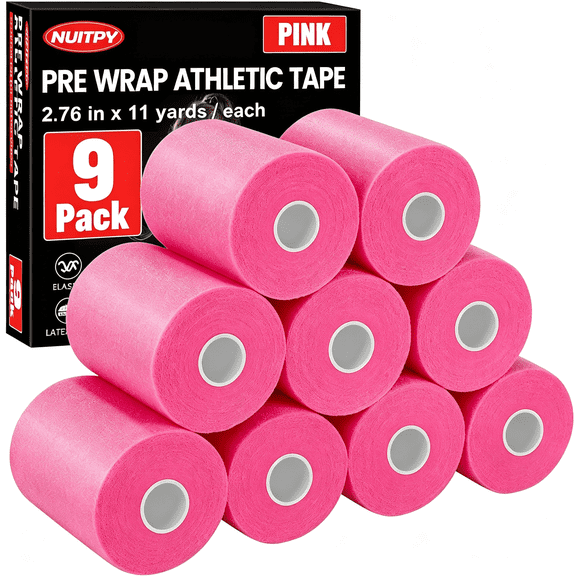 ICERUN Pre Wrap Athletic Tape 2.76 Inch X 11 Yards Prewrap Tape Hair Soccer Pre Wrap Foam Underwrap Tape Soccer Pre Wrap Tape Prewrap Tape Hair Wrists Hands Ankles Knees Pink