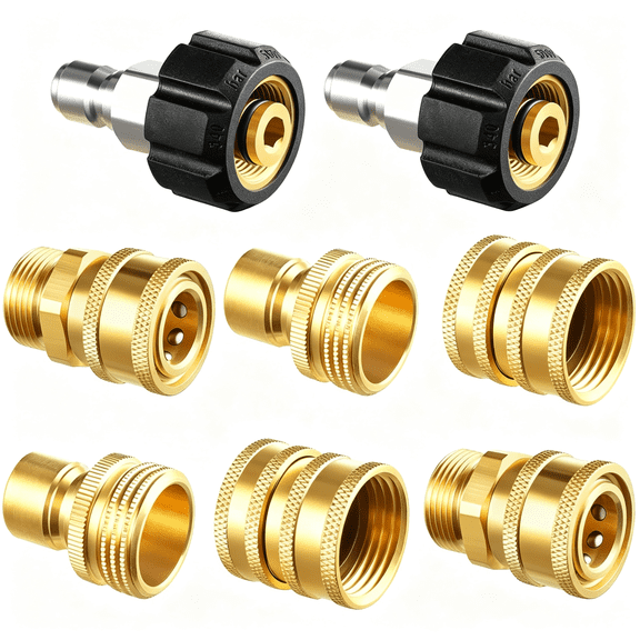 ICERUN Pressure Washer Adapter Set, Quick Disconnect Kit | M22 14Mm Quick Connect Swivel to 3/8" Fittings, 3/4" to Quick Release, Quick Disconnect Kit Hose Quick Connect Fittings