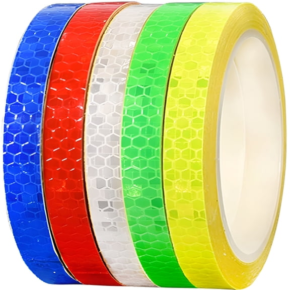 ICERUN Reflective Tape 5 Rolls Self-Adhesive Reflective Tape 40 Meters Reflective Tape Safety Warning Visibility Reflective Tape for Cars,Motorcycles,Bicycles at Night (1 cm x 8 Meters)