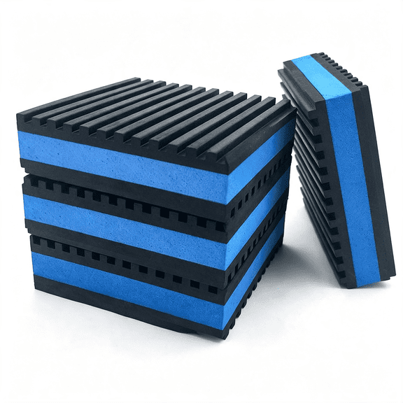 ICERUN Rubber Anti-Vibration Isolator Pads,Heavy Duty Blue Pad for Air Conditioner,Compressors,Hvac,Treadmills Etc(4 X 4 X 7/8")