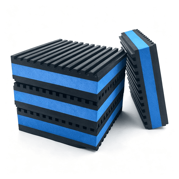 ICERUN Rubber Anti-Vibration Isolator Pads,Heavy Duty Blue Pad for Air Conditioner,Compressors,Hvac,Treadmills Etc(4 X 4 X 7/8")