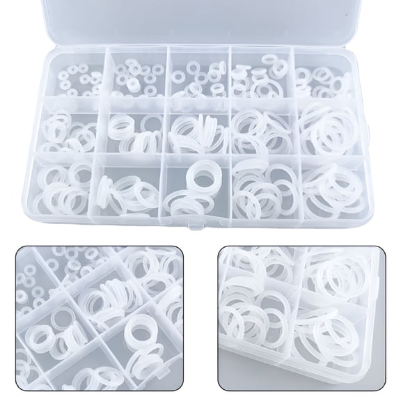 ICERUN Silicone Rubber O-Ring Assortment Kit,White,Metric Sealing Gasket Set,225 Pieces