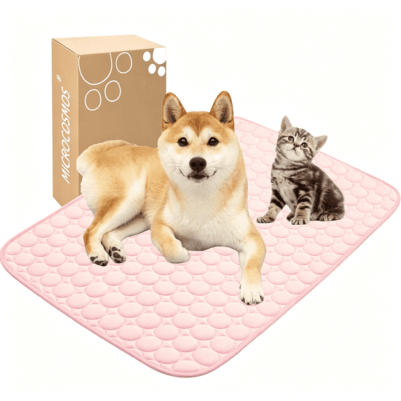 ICERUN Summer Cooling Mat & Sleeping Pad- Water Absorption Top,Materials Safe,Easy Carry,Ez Clean. Keep Cooling for Pets,Kids and Adults.(Pink,28" X 22")