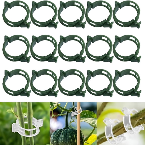 ICERUN Thickened Plant Fixing Clip 100 Pcs, Summer Tomato Grape Vine Vegetables Plant Fixing Clips, Upgrade Plant Support Clips Reusable Garden Clips Secured Plastic Plant Clip (50, Green)