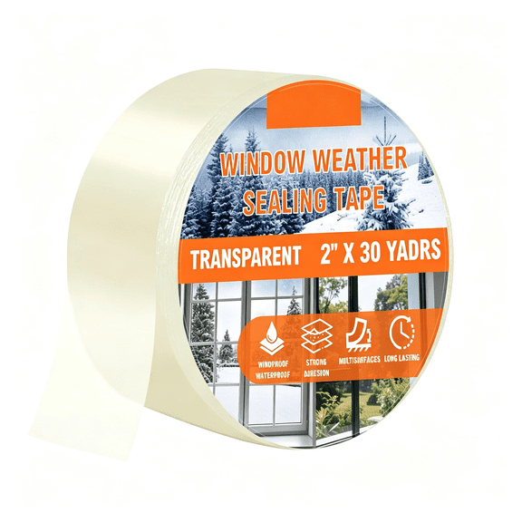 ICERUN Transparent Window Weather Sealing Tape 2 Inch X 30 Yards No Residue Heavy Duty Window Insulation Tape for Doors Winter Cold Draft Proof Gap Sealing Air Conditioner Window Seal