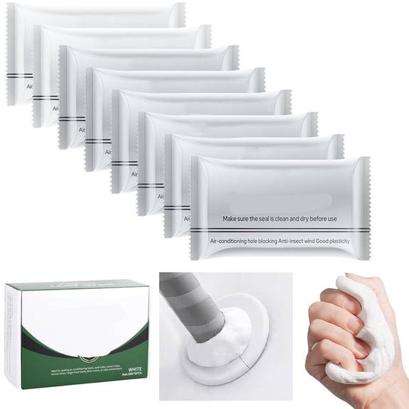ICERUN Waterproof Sealant Mastic,Pack of 8 White Seal Putty Waterproof Duct Seal Repair Sealing Clay,Quick Mending Mud for Drain Connection,Wall Hole,Air Conditioning Hole Seal Putty
