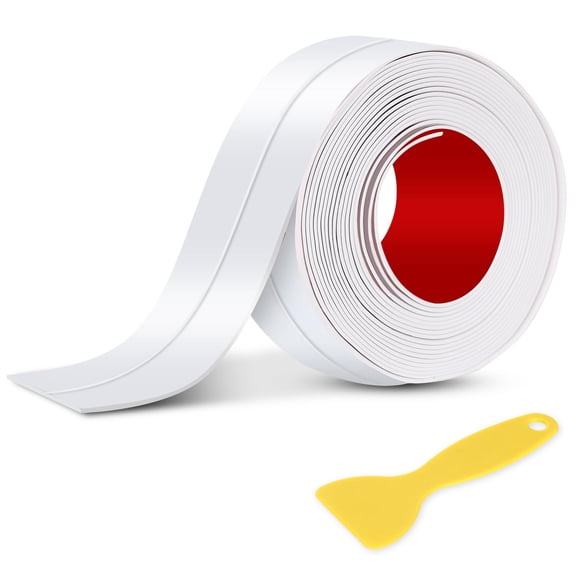 ICERUN White Caulk Tape Sealant - 1 Roll Waterproof Self-Adhesive Tub & Wall Sealing Strip for Bath & Kitchen Shower Corner Sink Edge Toilet Base Caulk Tape