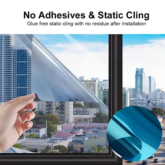 ICERUN Window Privacy Film One Way Solar Insulate Glass Reflection Sticker See Out Not in 19.6