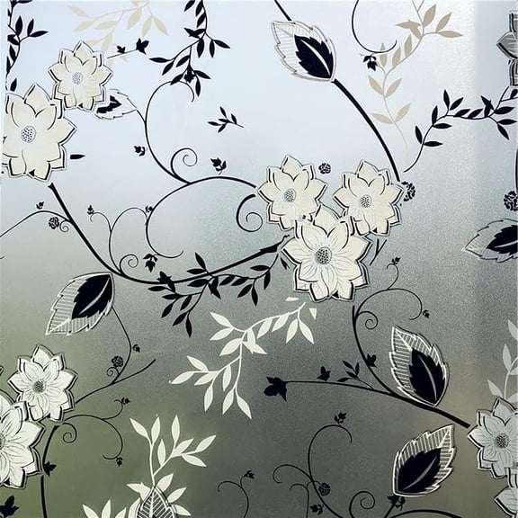 ICERUN Window Privacy Film for Glass, Floral Removable Static Film, 11.8x78.7 Inch