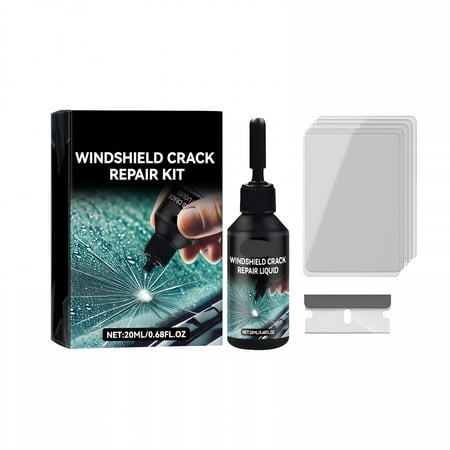 ICERUN Windshield Crack Repair Kit,Latest Upgraded Glass Crack Repair Kit,5Minquick-Glass Repair Liquid,Long-Lasting for Windshields,Mirrors,All Crack Types (Black).