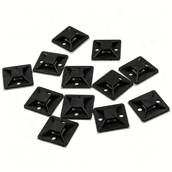 ICERUN Zip Tie Mounts, 1 Sq, Black, 100 Pcs, Adhesive Backed Multi-Purpose Uv-Resistant Mounting Squares Nylon Cable Tie Wrap Anchor Pads for Cable Management