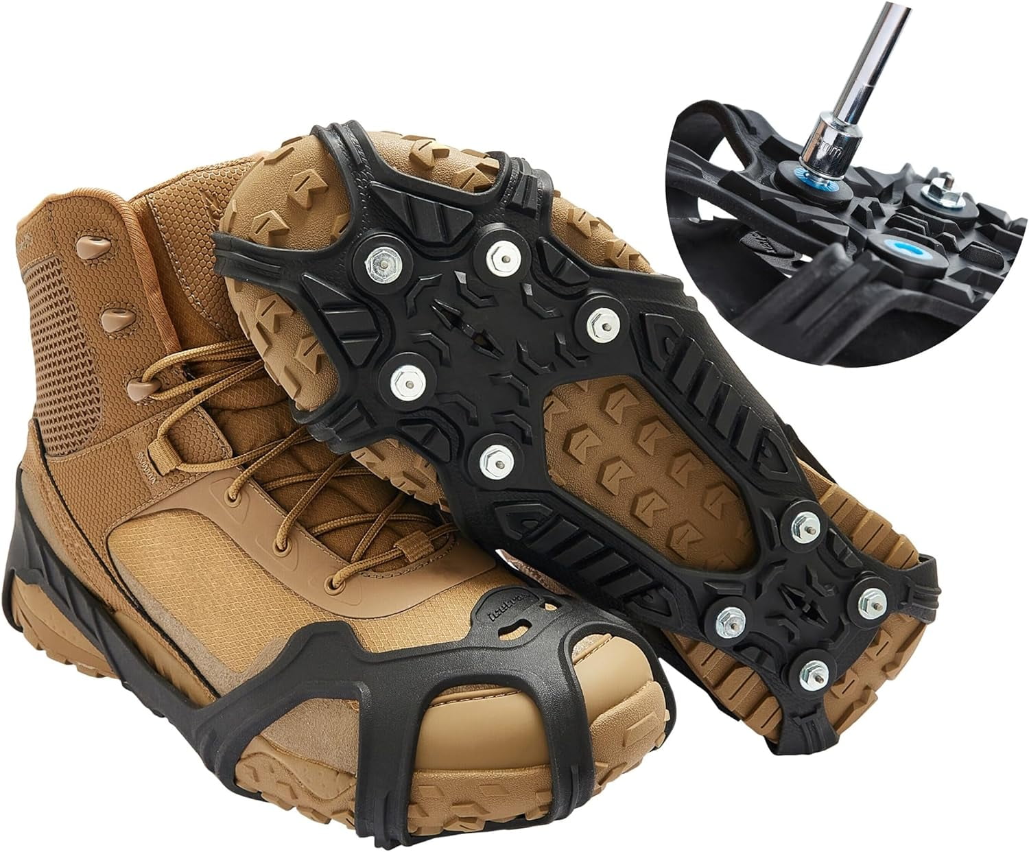 ICETRAX V5 Ice Cleats with Replaceable Spikes, Ice Grips for Shoes and