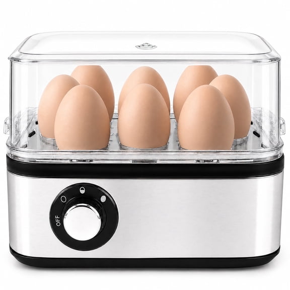 ICETear Electric Egg Cooker, 8 Egg Capacity Rapid Egg Steamer with Auto Shut Off, BPA Free for Soft Medium Hard Boiled Eggs & Egg Custard