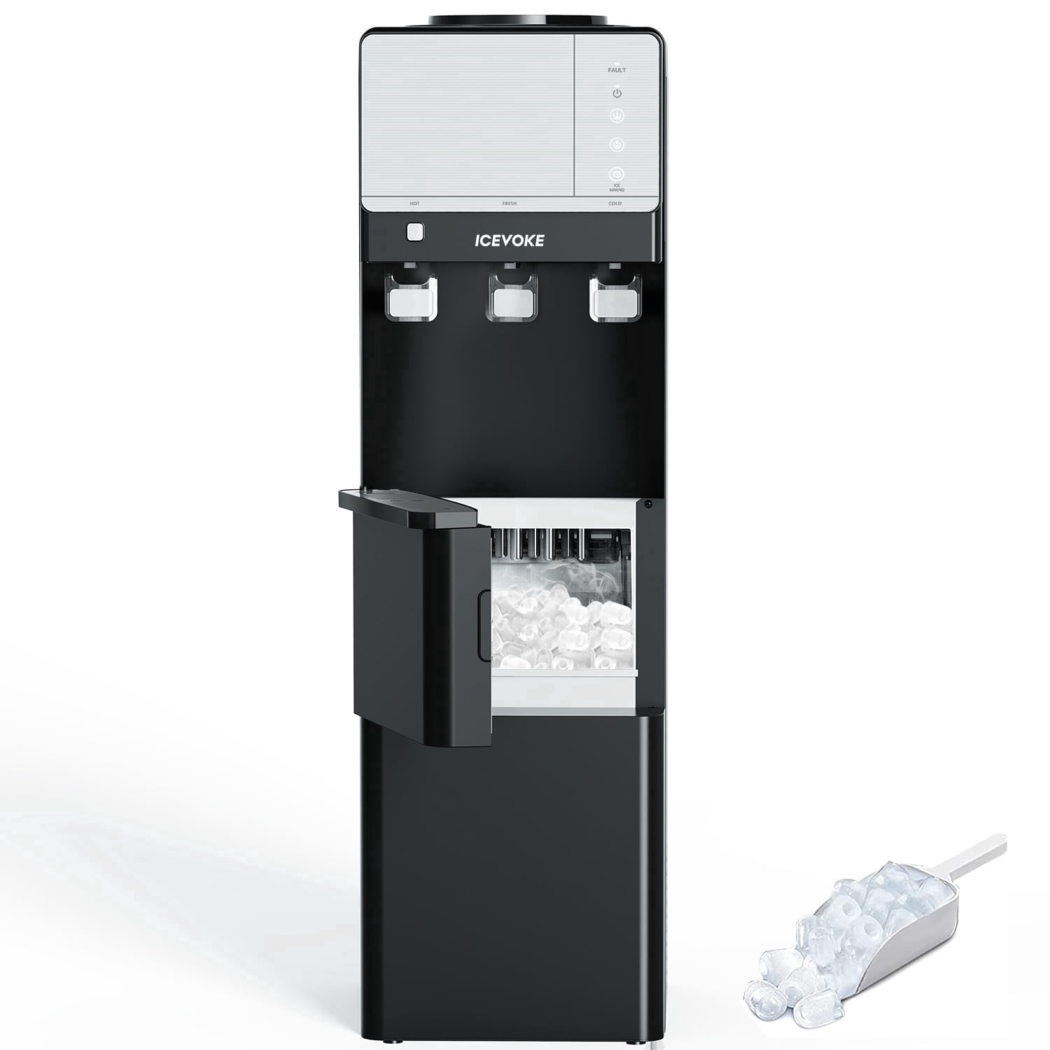 ICEVOKE 4-IN-1 Top Load Water Cooler Dispenser with Ice Maker for 5 Gal ...