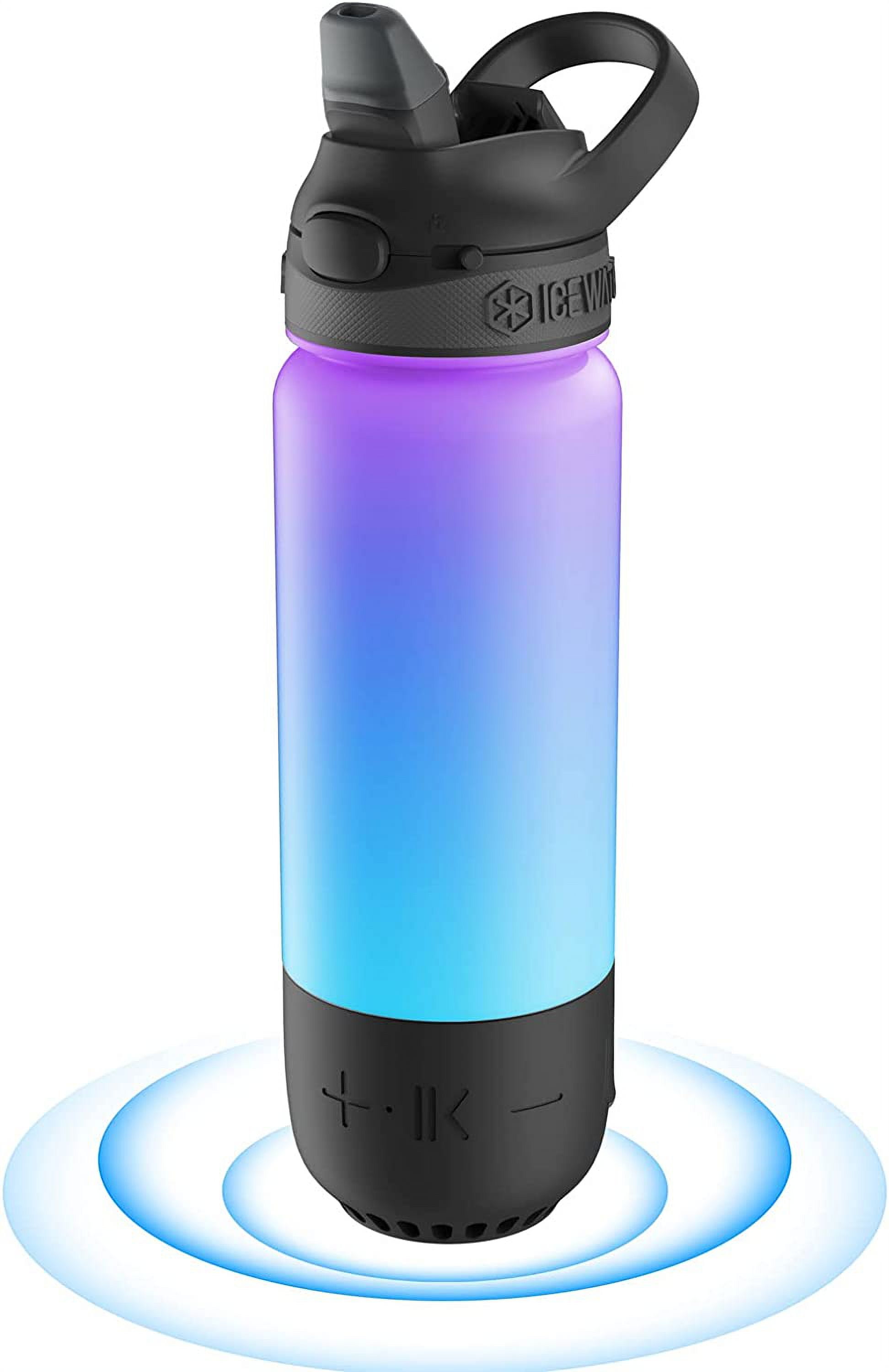  ICEWATER 3-in-1 Smart Water Bottle, Great Christmas Gift, Glows  to Remind You to Keep Hydrated, Play Music & Dancing Lights, Vacuum  Insulated, Stainless Steel, 18 oz (Insulated-Straw Lid, Black) : Home