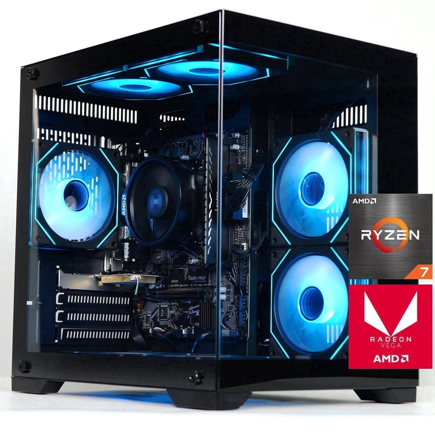 ICEWOLF Gaming PC, AMD Ryzen 7 5700G, 16GB RAM, 1TB SSD, Radeon