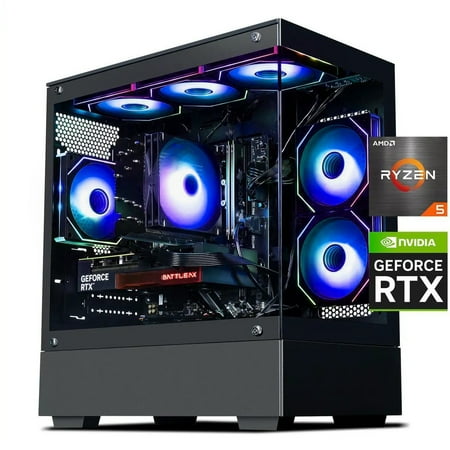 ICEWOLF Gaming Desktop PC , AMD Ryzen 5 9600X,Geforce RTX 5060 8G,16GB DDR5 1TB NVMe SSD,650W GOLD PSU,Wi-Fi,ARGB Fans,Windows 11 , Prebuilt Gaming Pc New computer,Black