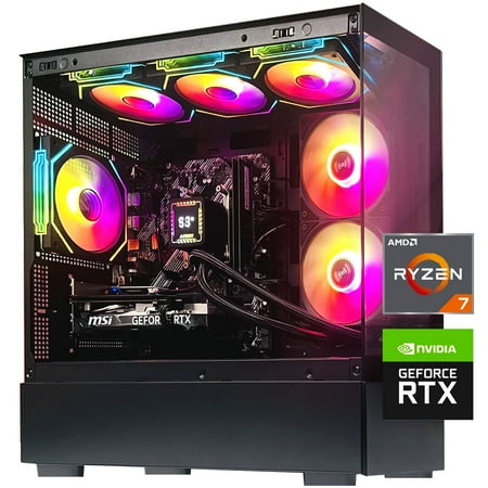 ICEWOLF Gaming PC AMD Ryzen 7 5700X 8 Core 3.4GHz,Geforce RTX 4060,32GB DDR4 Ram,1TB Ssd Windows 11 ,WiFi,Desktop Computer