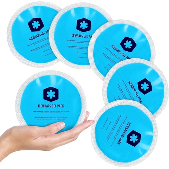 ICEWRAPS Reusable Hot & Cold Gel Packs for Pain Relief - 5 Pack with Cloth Backing for Injuries, Surgery, Toothache (5 Pack)